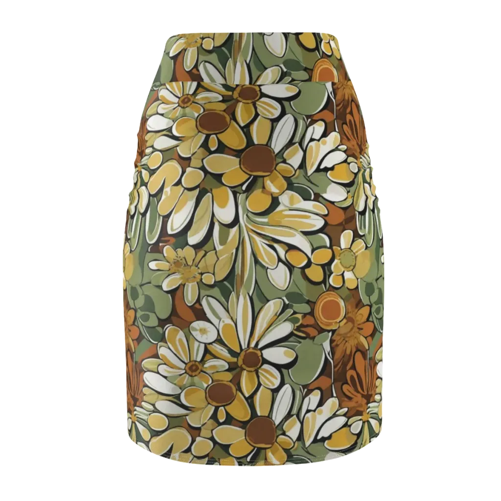 Golden Garden on Pencil Skirt — Back