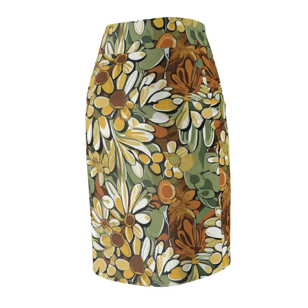 Golden Garden on Pencil Skirt — Back Side