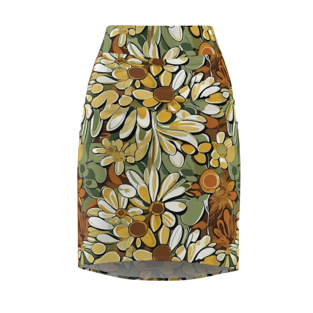 Golden Garden on Pencil Skirt — Front