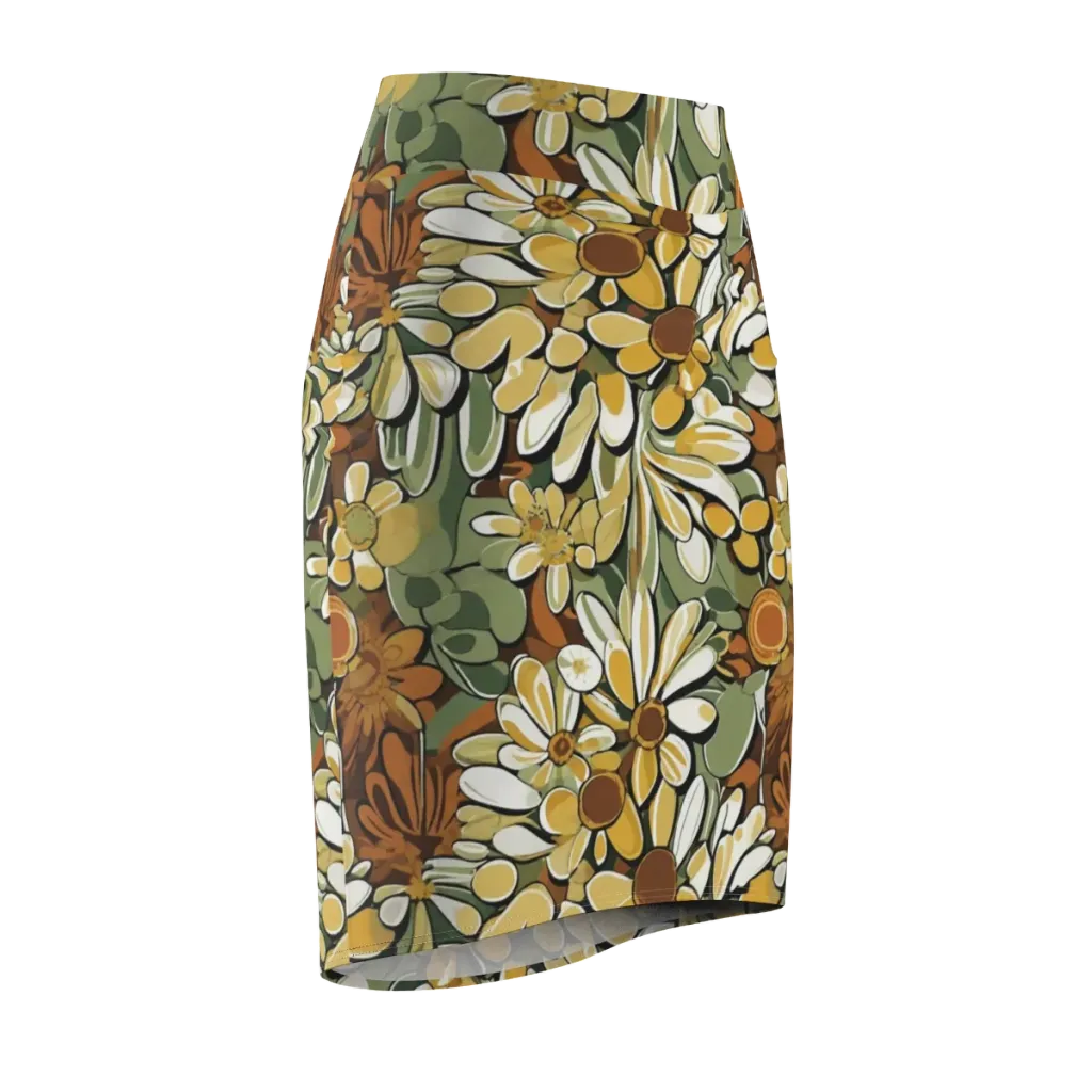 Golden Garden on Pencil Skirt — Front Side
