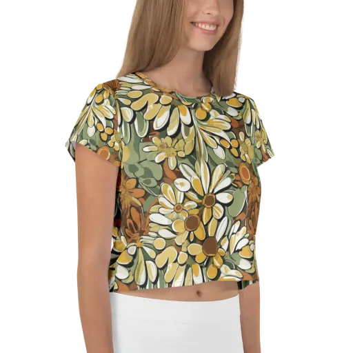 Golden Garden on a Crop Tee