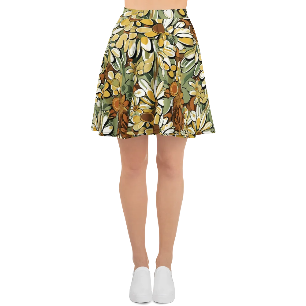 Golden Garden on Skater Skirt — Front