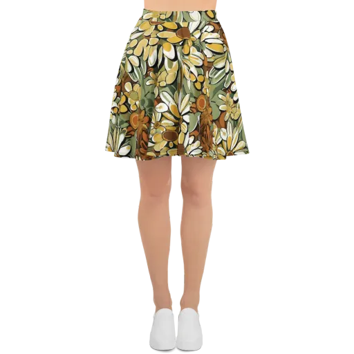 Golden Garden on a Skater Skirt