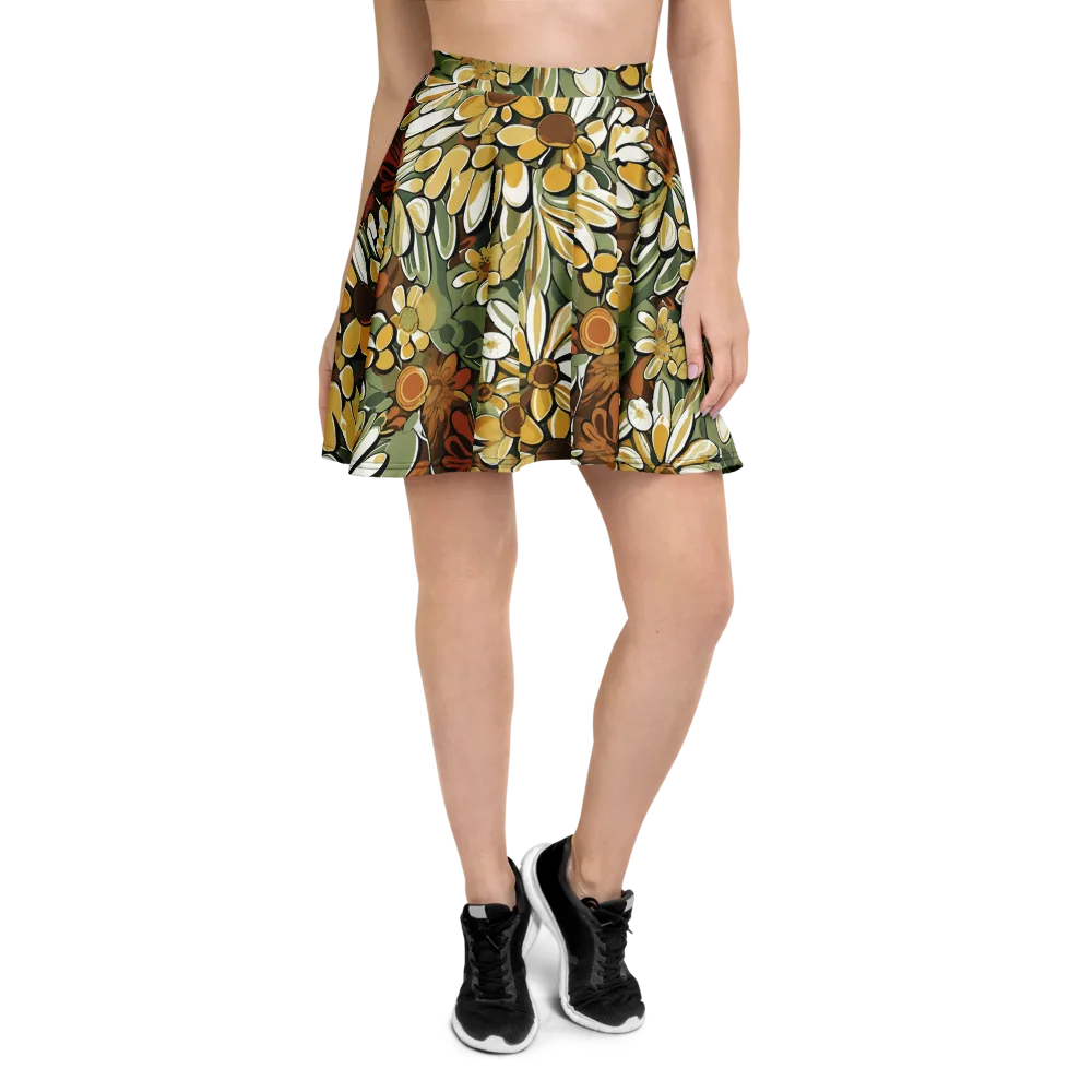 Golden Garden on Skater Skirt — Front
