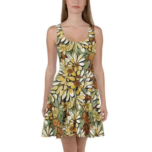 Golden Garden on a Skater Dress