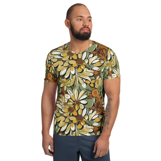 Golden Garden on a Men's Athletic T-Shirt