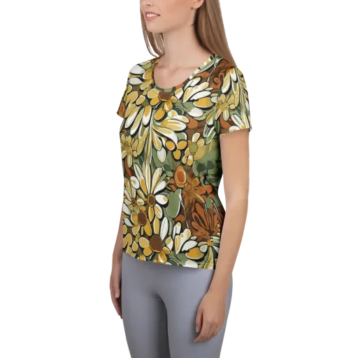 Golden Garden on a Women's Athletic T-Shirt