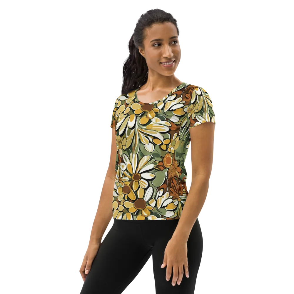 Golden Garden on Women's Athletic T-Shirt — Left