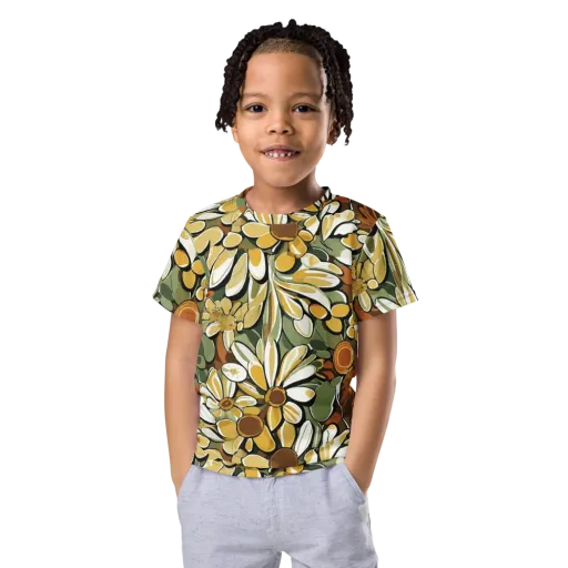 Golden Garden on a Kids Crew Neck T-Shirt
