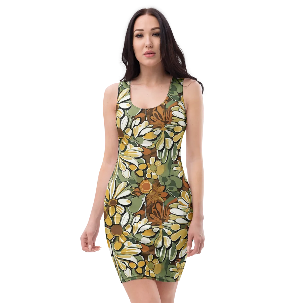 Golden Garden on Bodycon Dress — Front