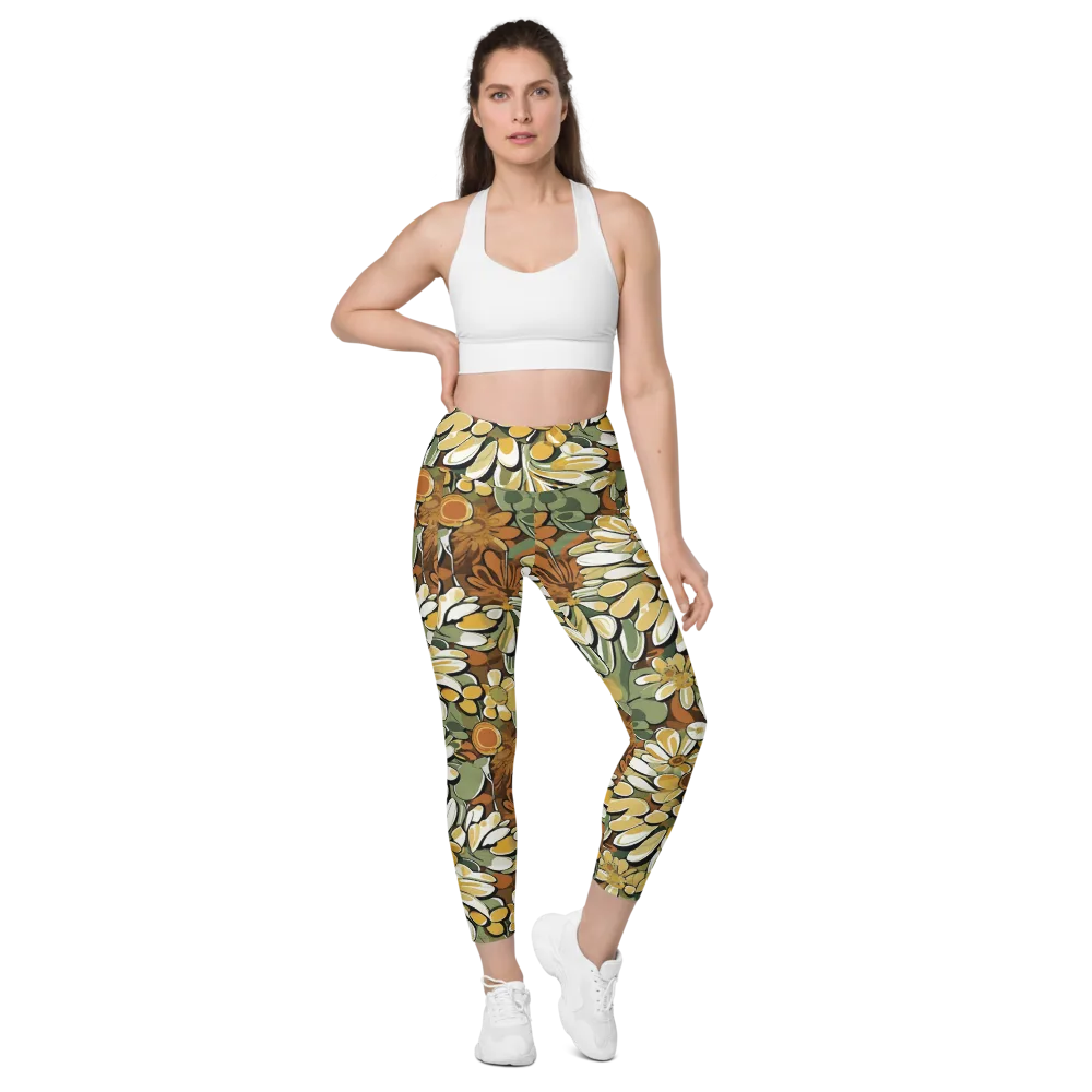 Golden Garden on Leggings with Pockets — Front