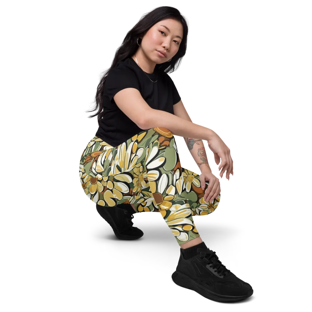 Golden Garden on Leggings with Pockets — Right Front