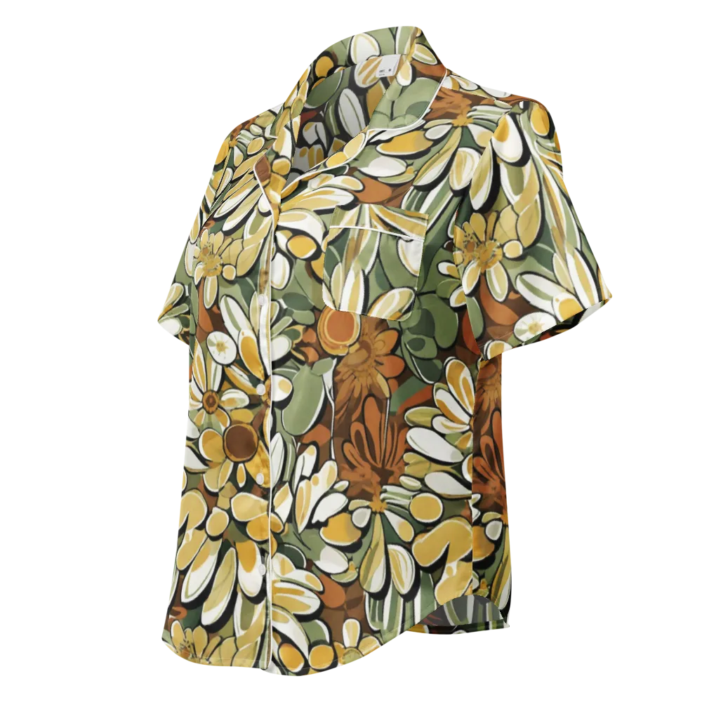 Golden Garden on Women's Short Sleeve Pajama Top — Left Front