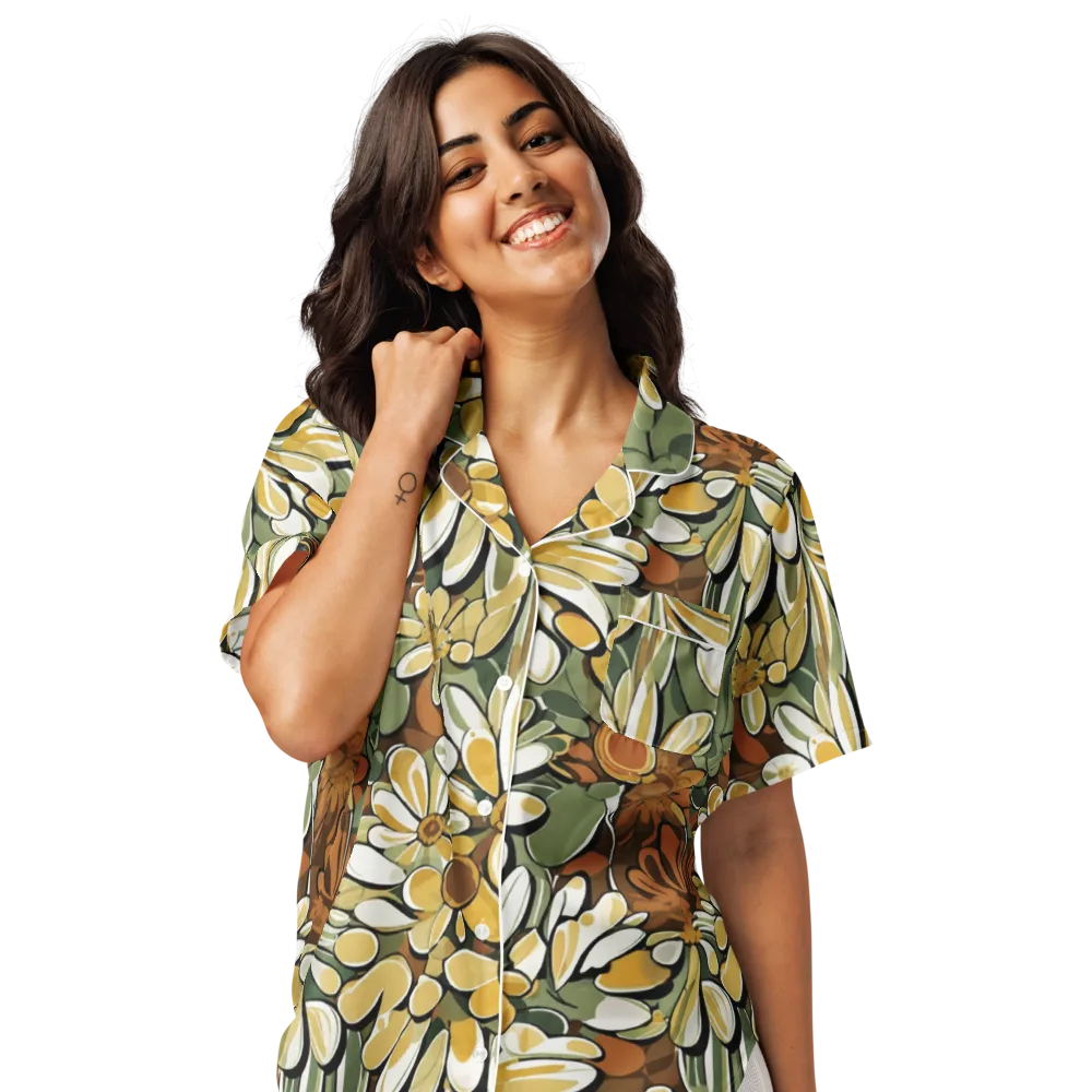 Golden Garden on Women's Short Sleeve Pajama Top — Front