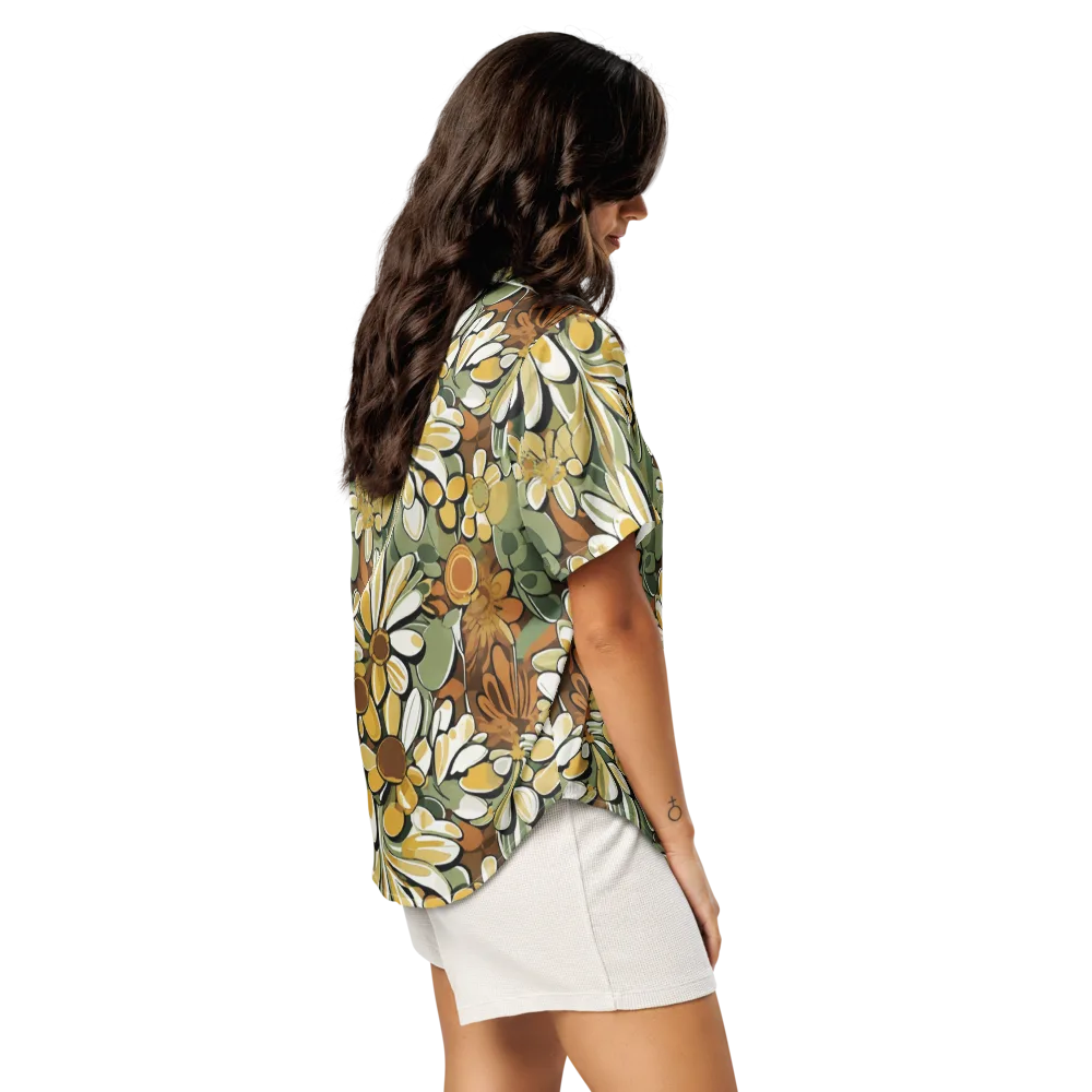 Golden Garden on Women's Short Sleeve Pajama Top — Right Back