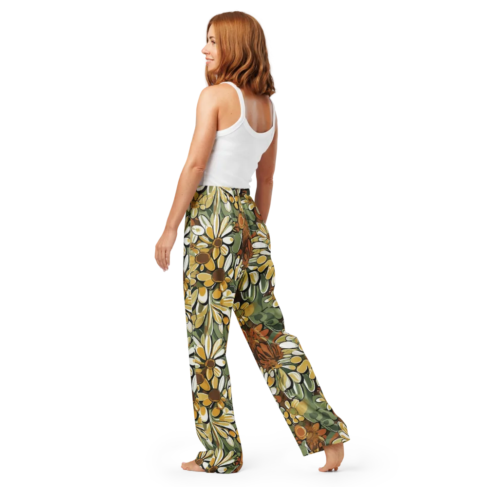 Golden Garden on Women's Pajama Pants — Back