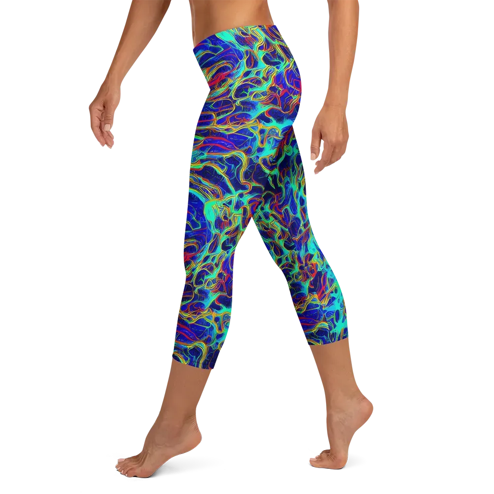 The Electric Deep on Capri Leggings — Left