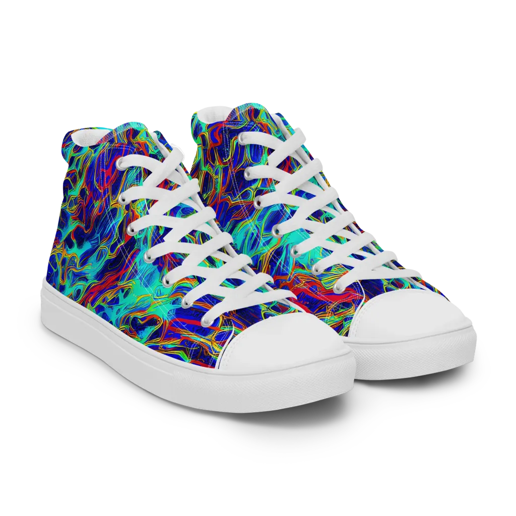 The Electric Deep on Men's High Top Canvas Shoes — Right Front