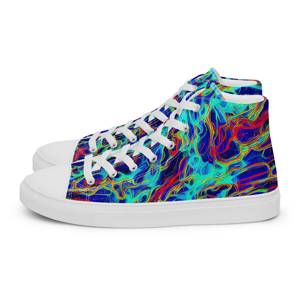 The Electric Deep on Men's High Top Canvas Shoes — Left