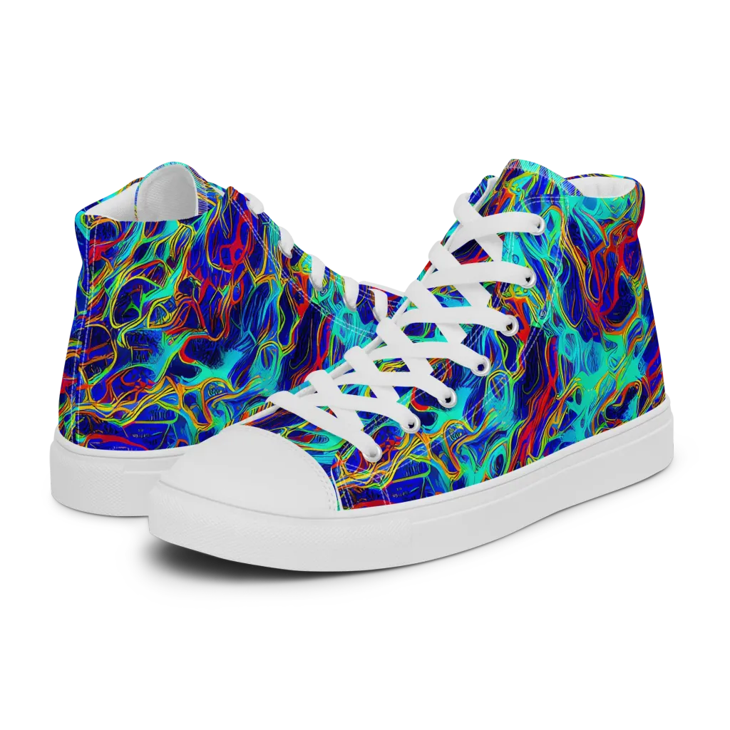 The Electric Deep on Men's High Top Canvas Shoes — Left