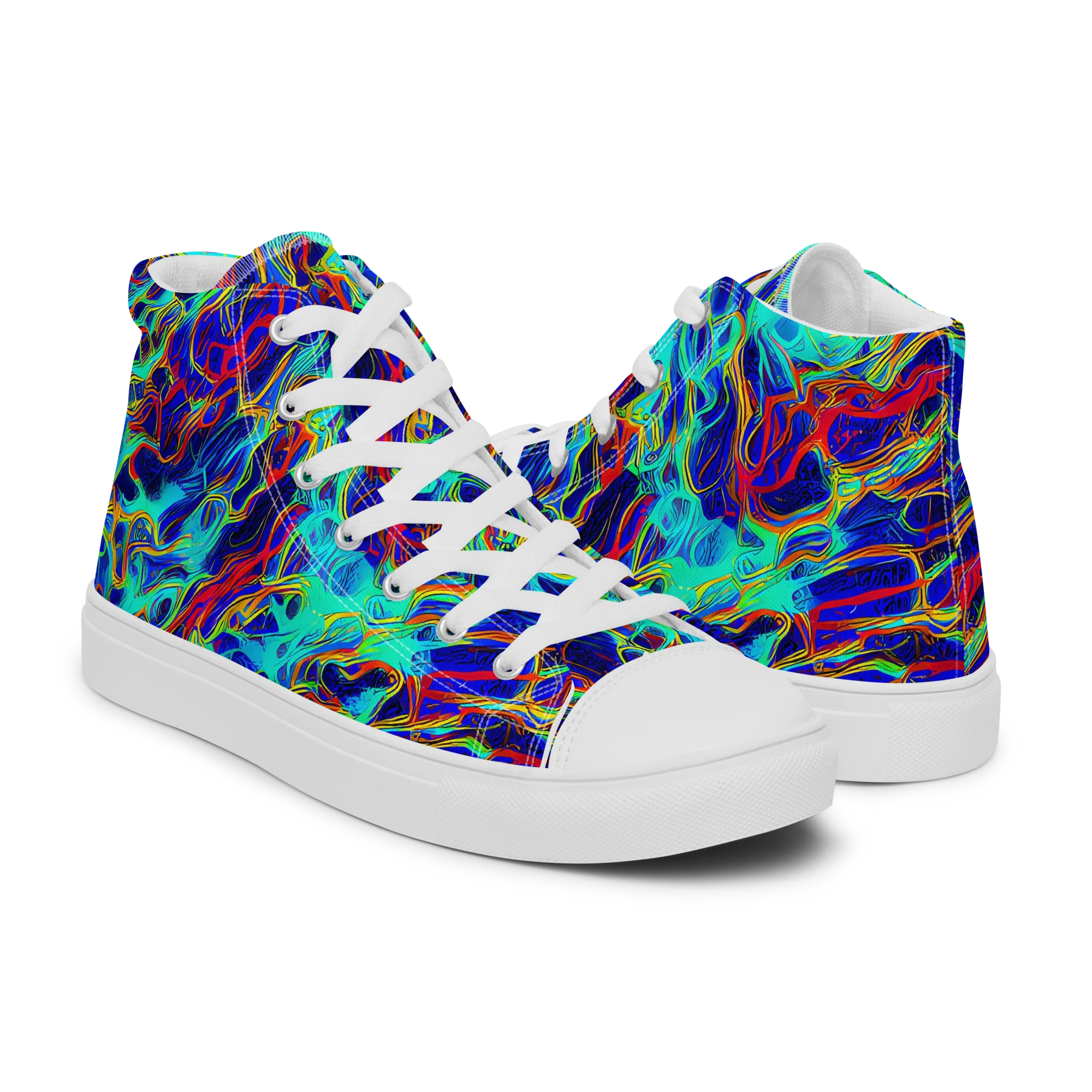 The Electric Deep on Men's High Top Canvas Shoes — Right