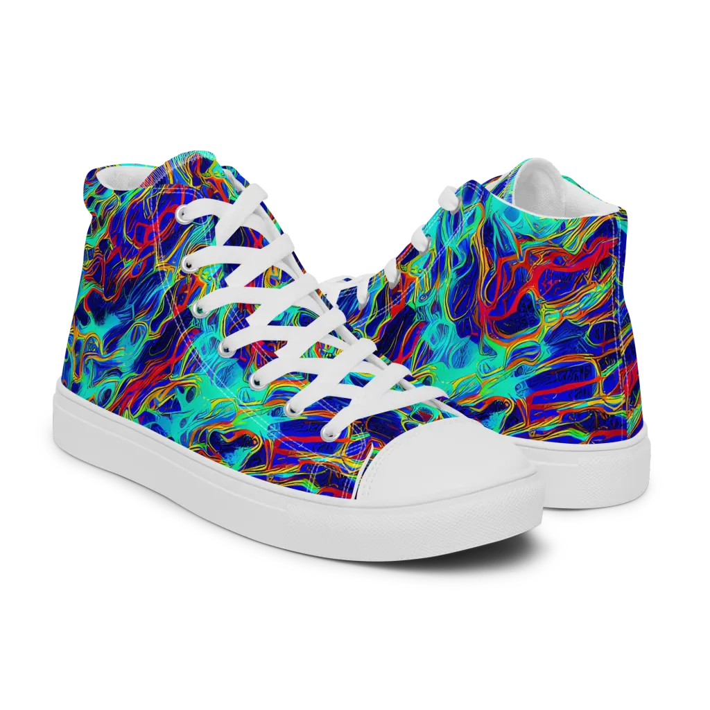 The Electric Deep on Men's High Top Canvas Shoes — Right