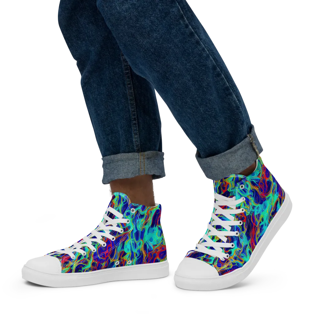 The Electric Deep on Men's High Top Canvas Shoes — Left