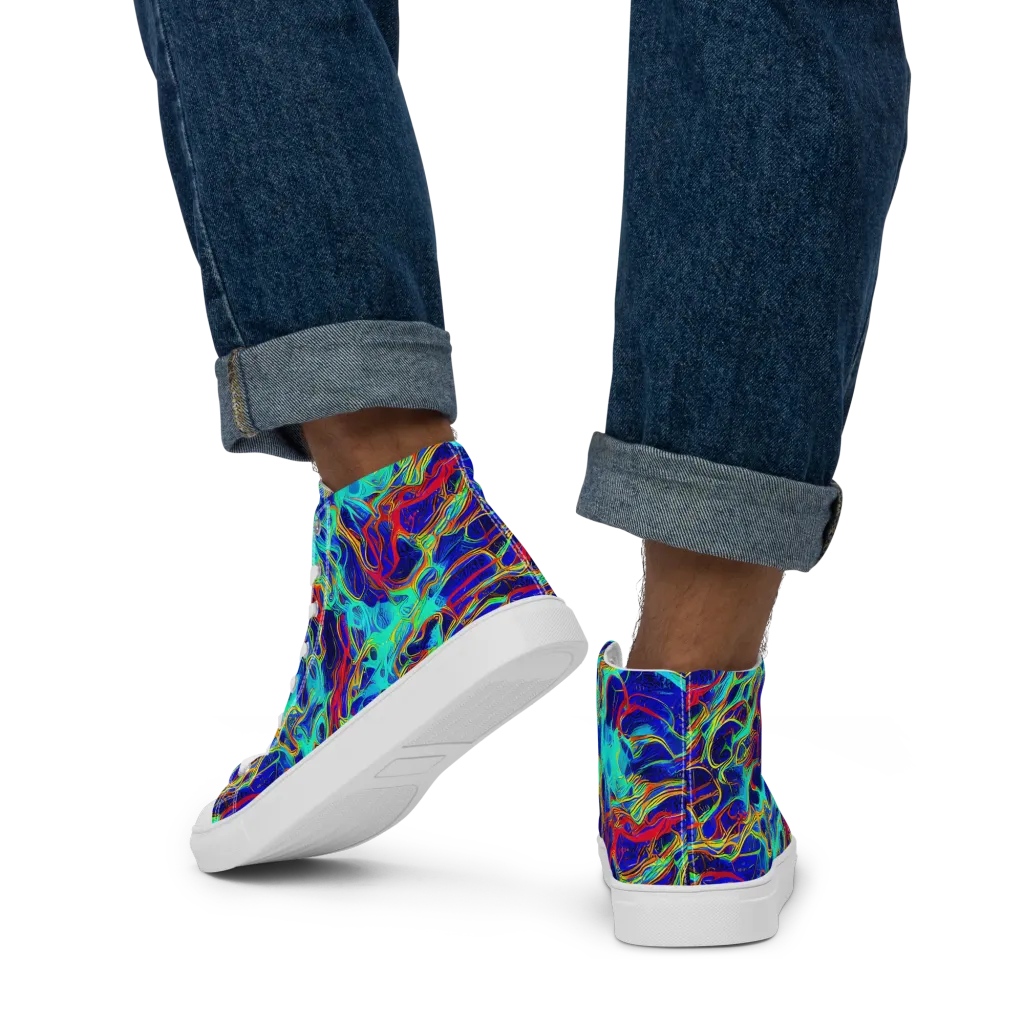 The Electric Deep on Men's High Top Canvas Shoes — Back