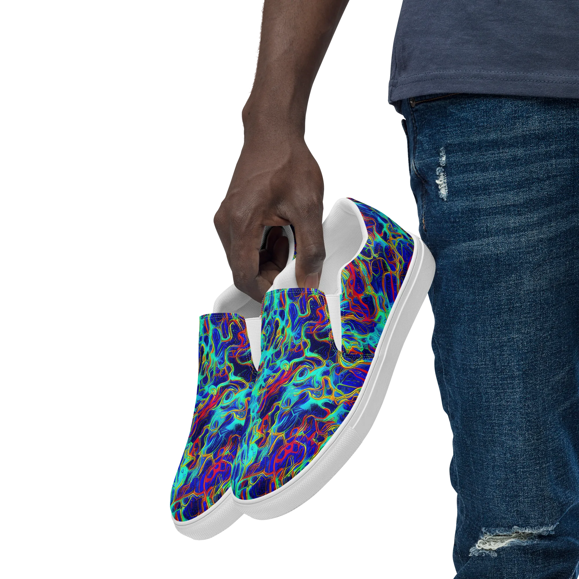 The Electric Deep on Men's Slip-On Canvas Shoes — Left Front