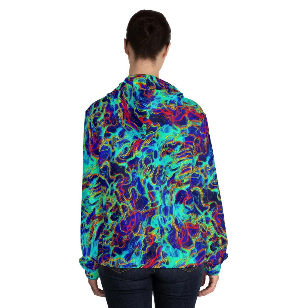 The Electric Deep on Women's Full-Zip Hoodie — Back On Person