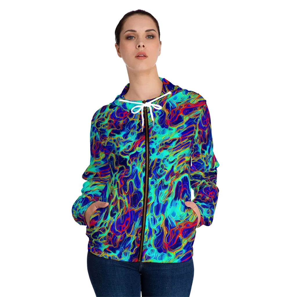 The Electric Deep on Women's Full-Zip Hoodie — Front On Person