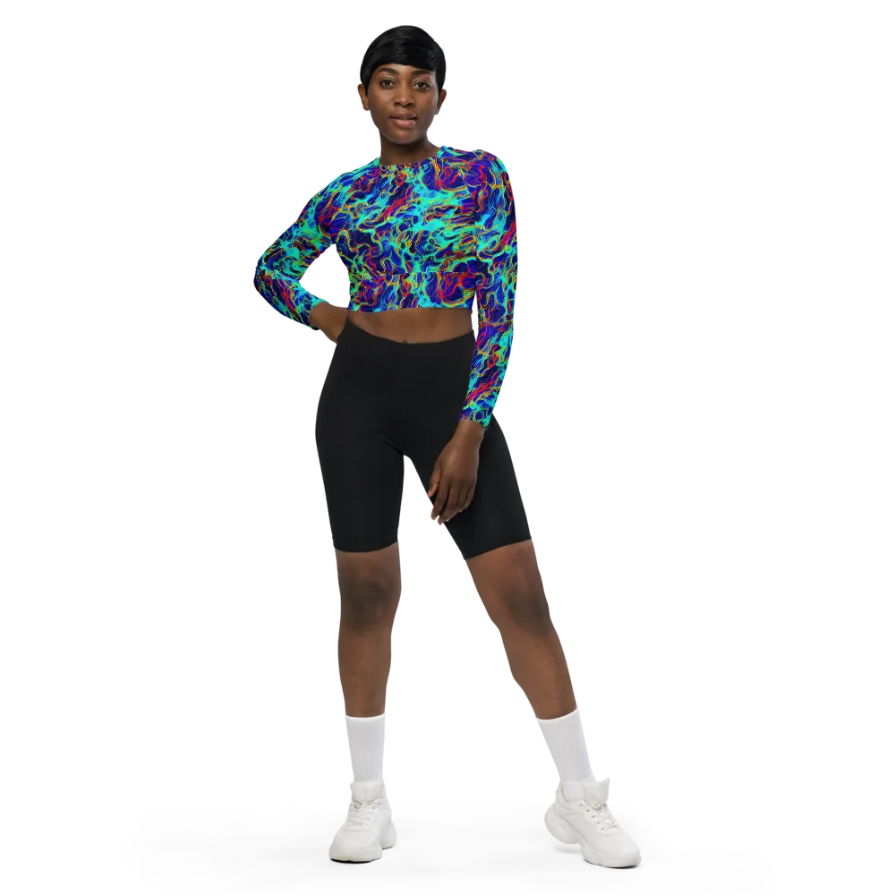 The Electric Deep on Long Sleeve Crop Top — Front