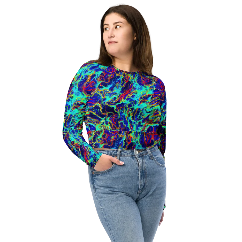 The Electric Deep on Long Sleeve Crop Top — Front