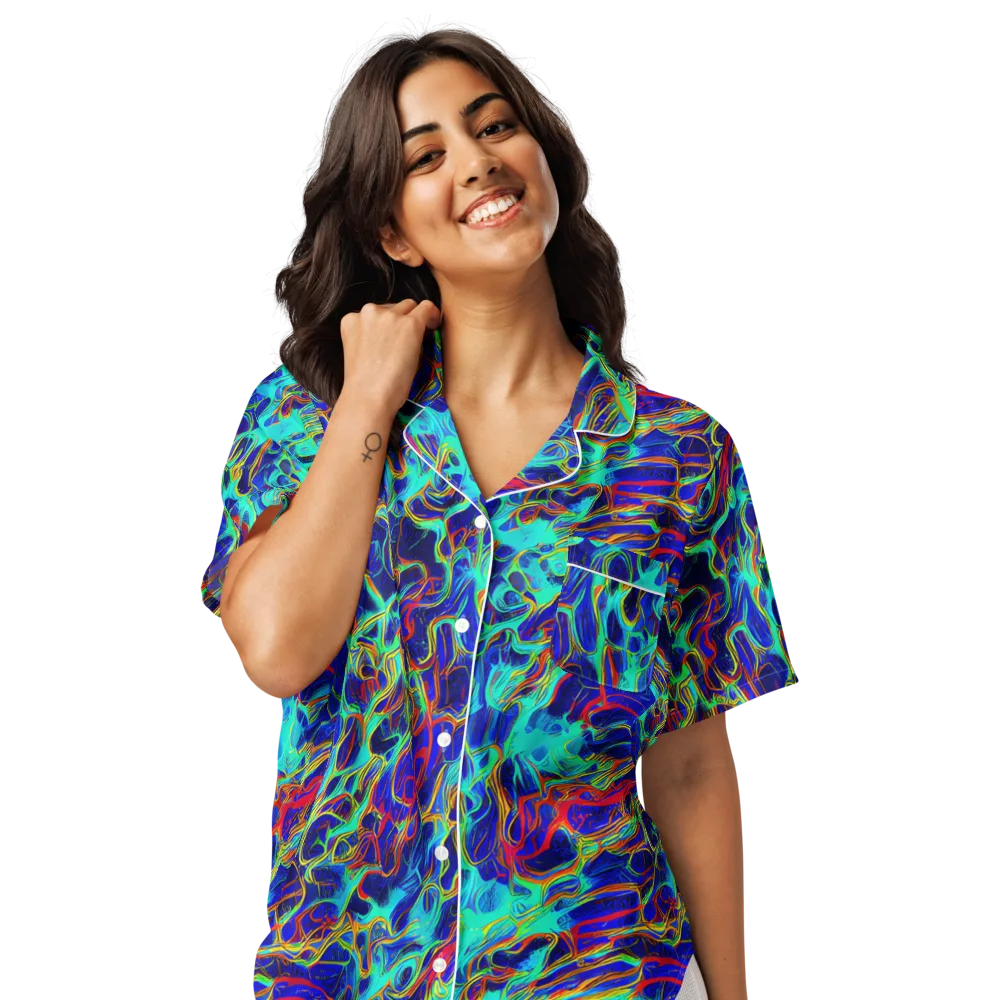 The Electric Deep on Women's Short Sleeve Pajama Top — Front