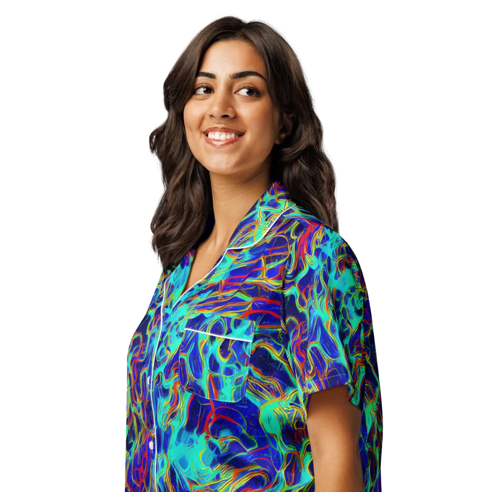 The Electric Deep on Women's Short Sleeve Pajama Top — Left Front
