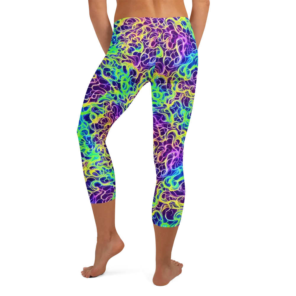 Nightwave Garden on Capri Leggings — Back
