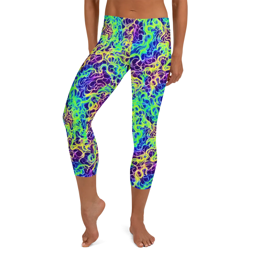 Nightwave Garden on Capri Leggings — Front