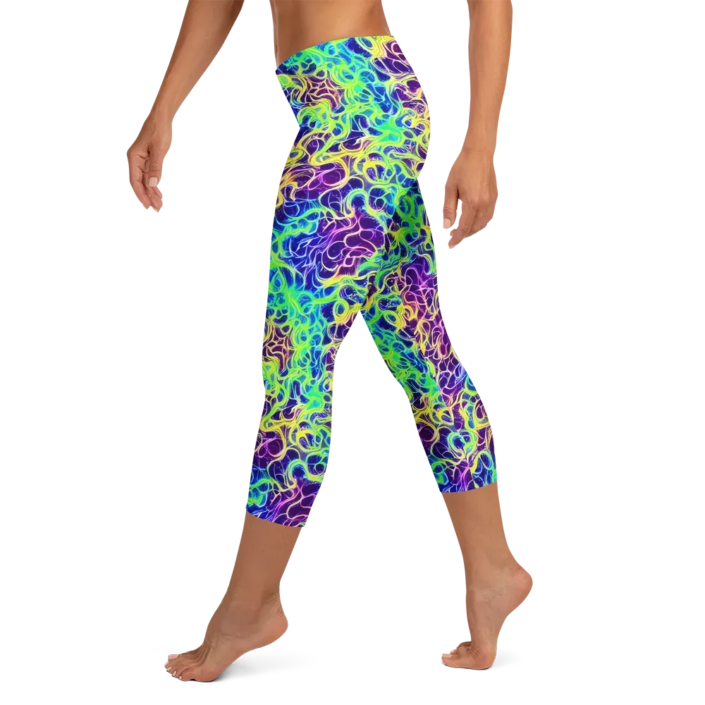 Nightwave Garden on Capri Leggings — Left