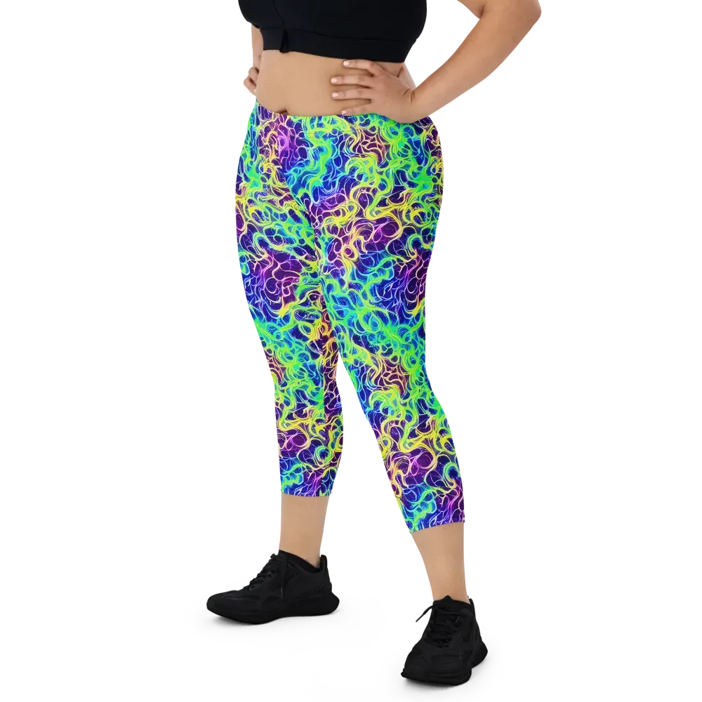 Nightwave Garden on Capri Leggings — Front