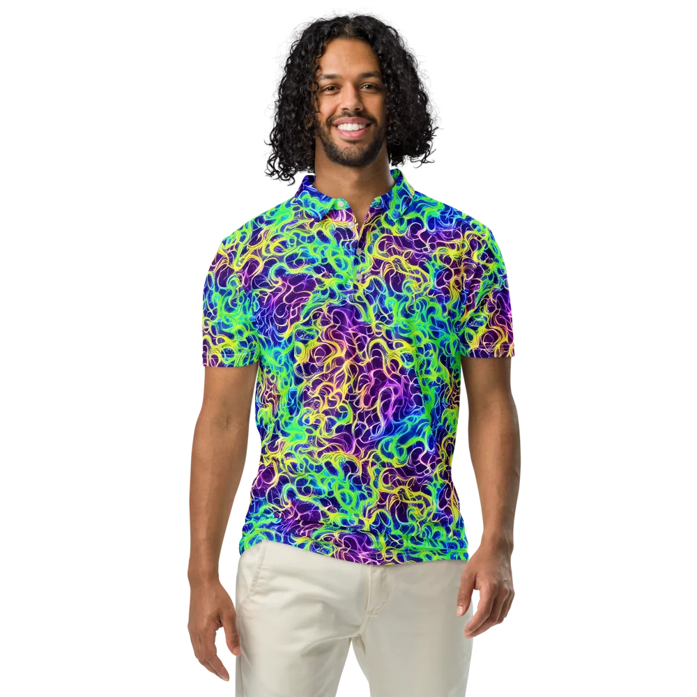 Nightwave Garden on Men's Slim Fit Polo Shirt — Front