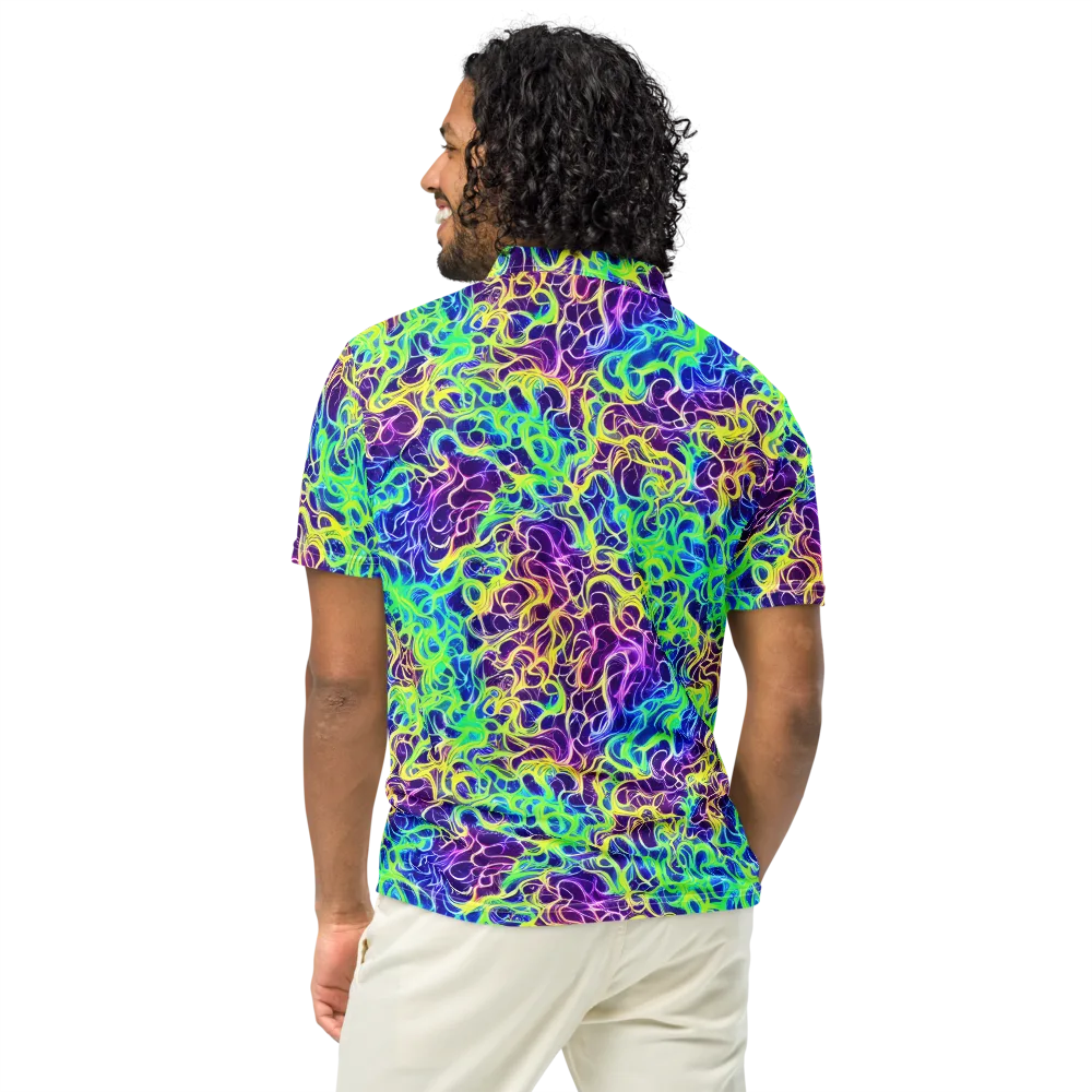 Nightwave Garden on Men's Slim Fit Polo Shirt — Back