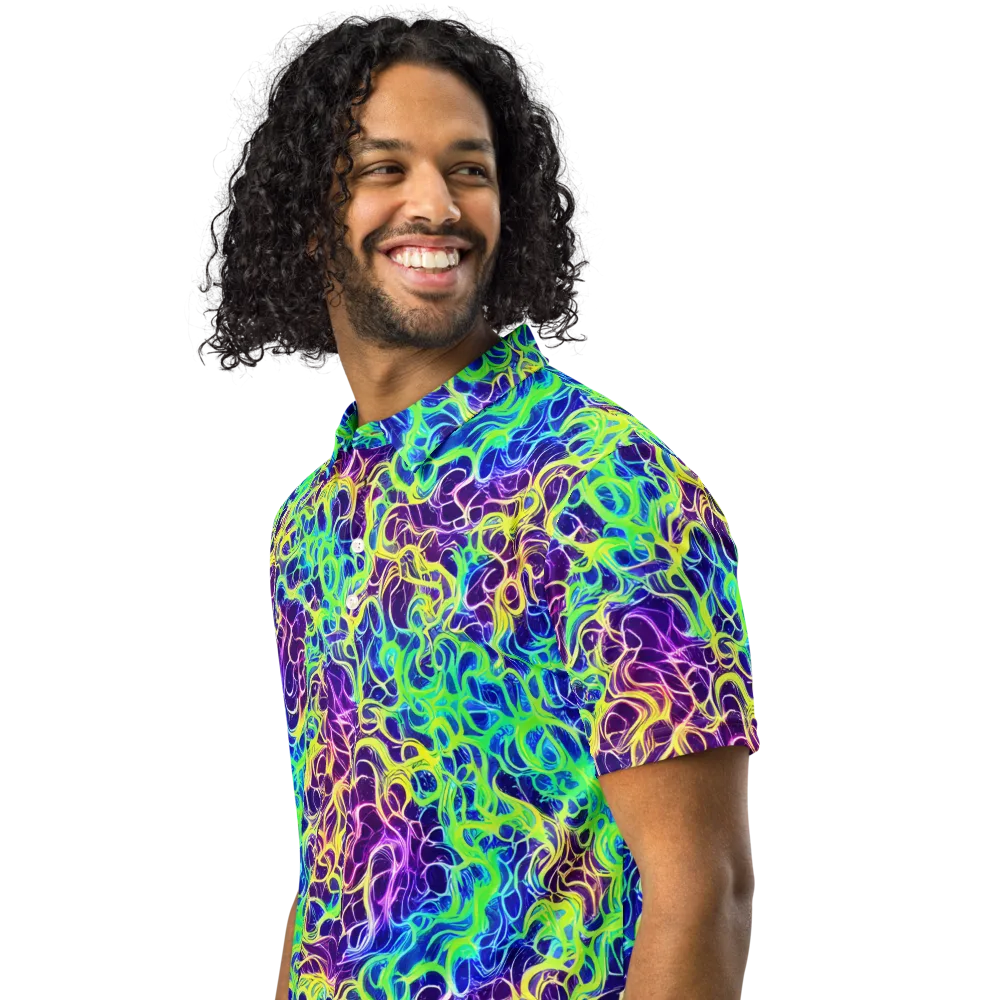 Nightwave Garden on Men's Slim Fit Polo Shirt — Left Front