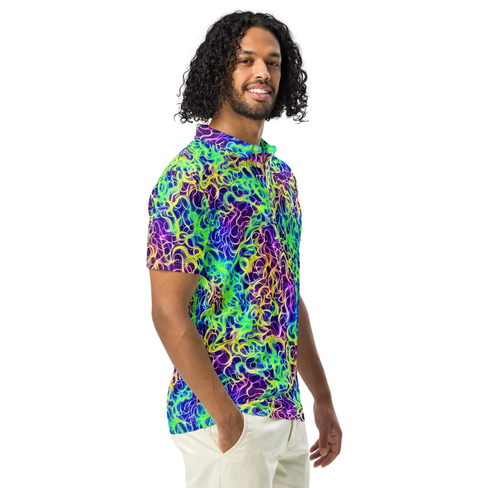 Nightwave Garden on Men's Slim Fit Polo Shirt — Right Front