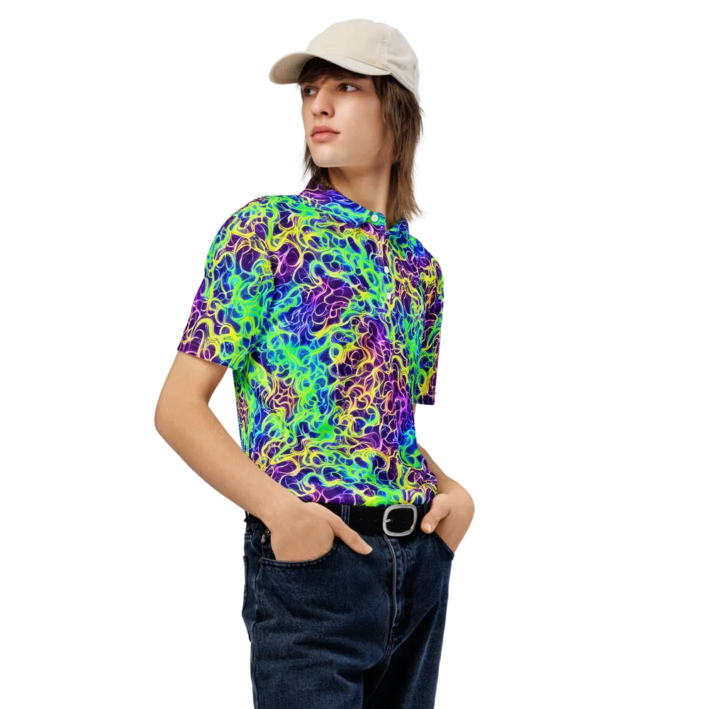 Nightwave Garden on Men's Slim Fit Polo Shirt — Right Front