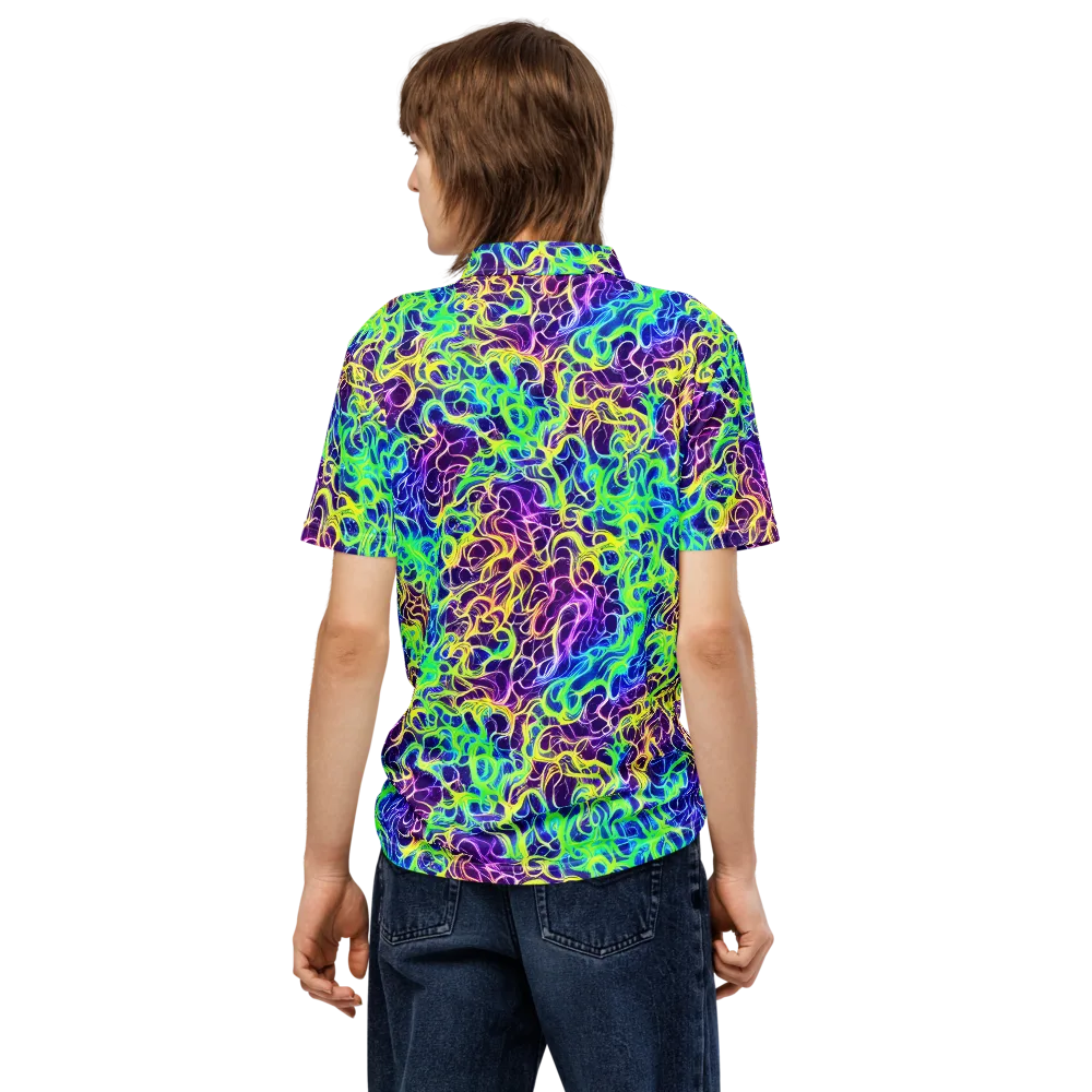 Nightwave Garden on Men's Slim Fit Polo Shirt — Back