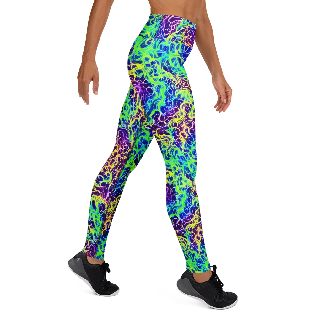 Nightwave Garden on Yoga Leggings — Right