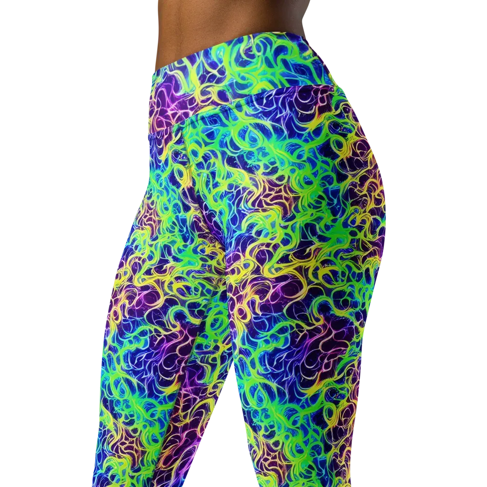 Nightwave Garden on Yoga Leggings — Left Front