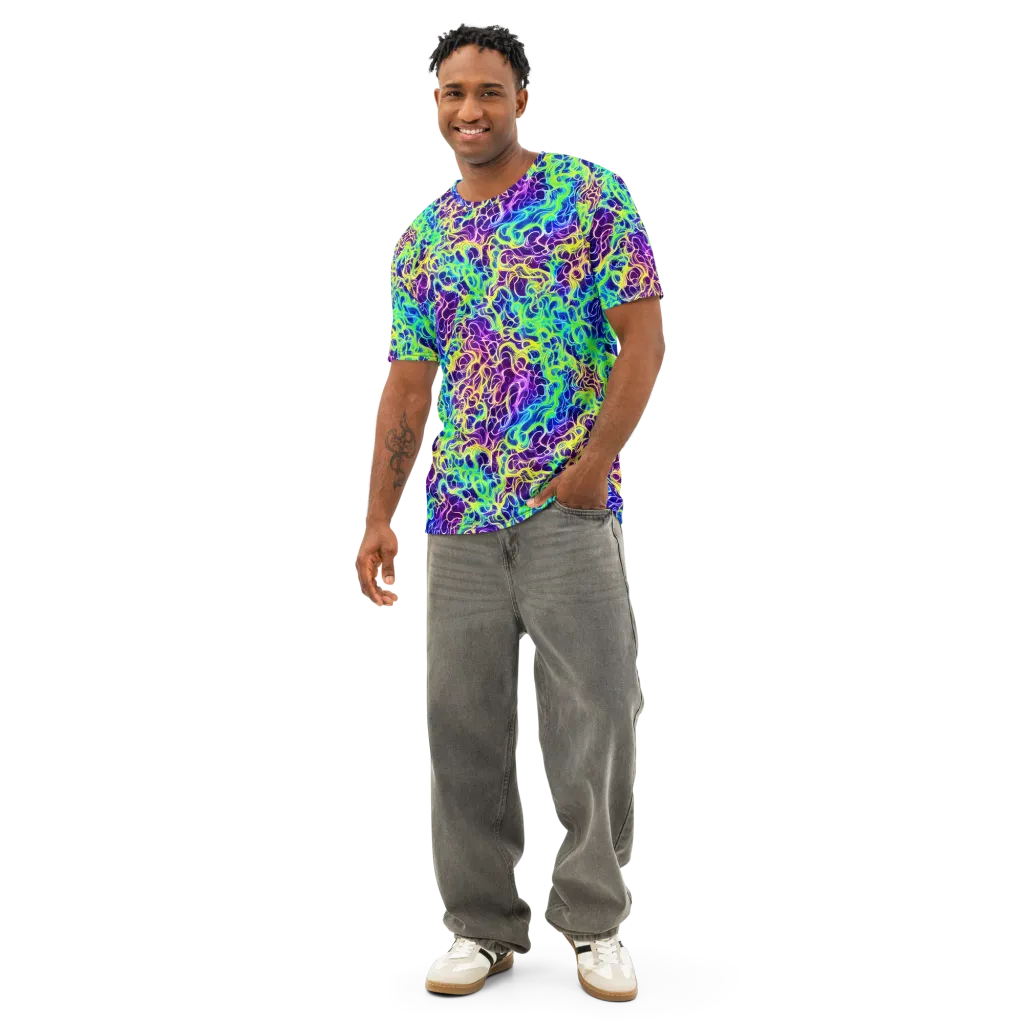 Nightwave Garden on Men's Cotton Crew Neck T-Shirt — Front