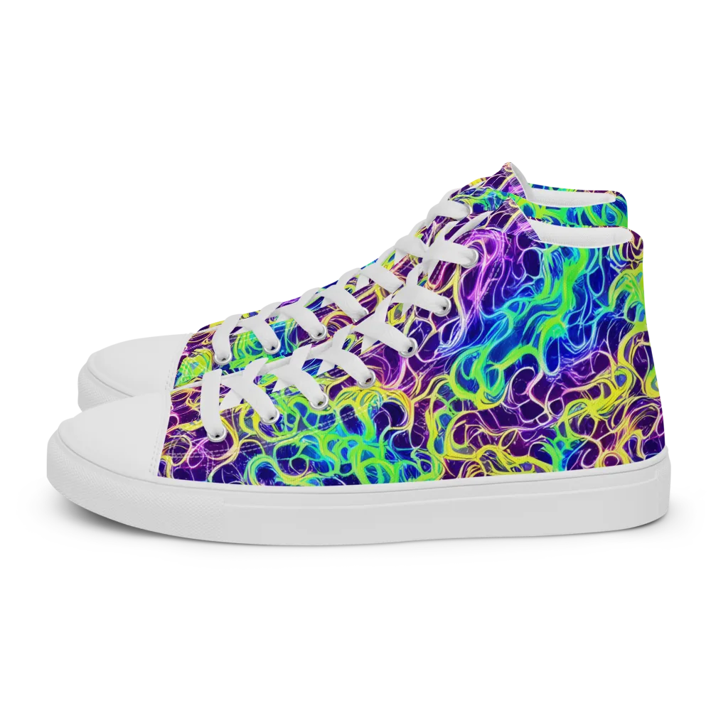 Nightwave Garden on Men's High Top Canvas Shoes — Left