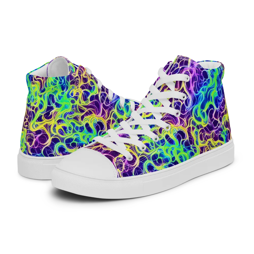 Nightwave Garden on Men's High Top Canvas Shoes — Left